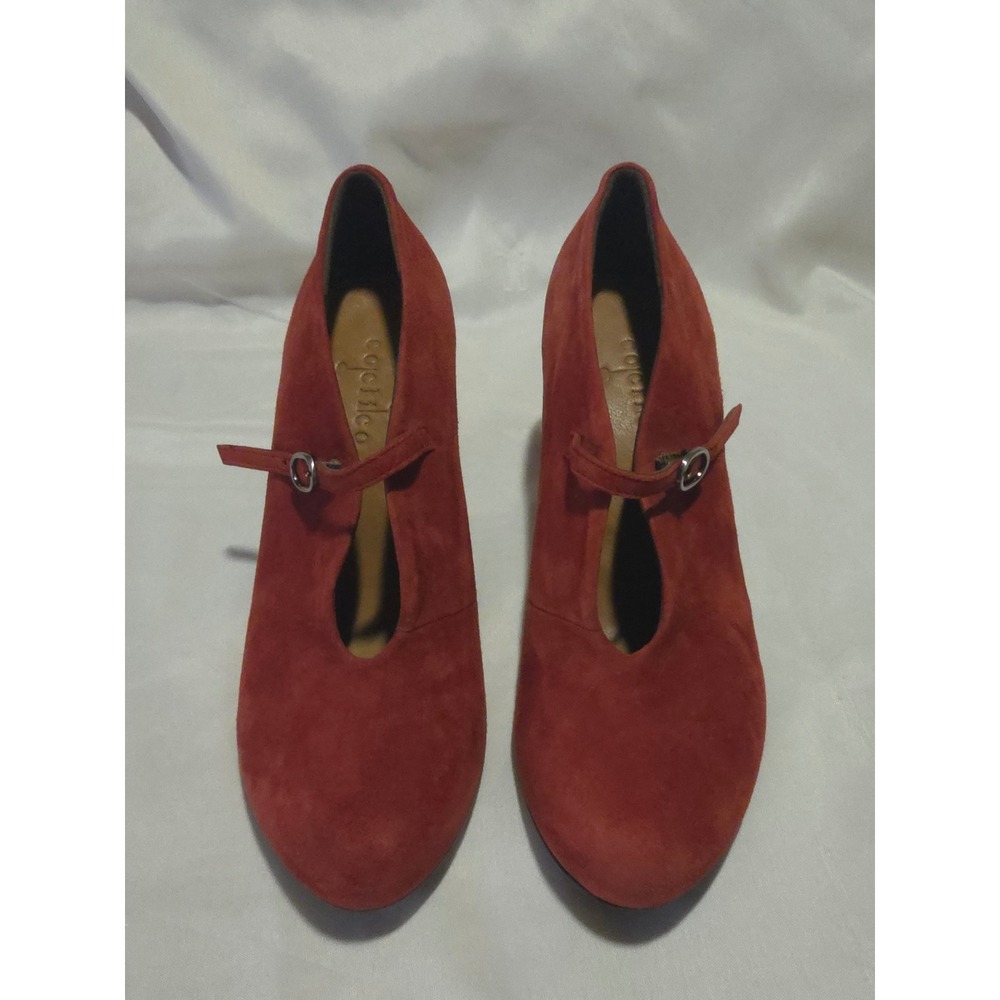 Coclico Rust Orange Suede Mary Jane Block Heel Pumps Spain 36 22183 US 6 EUC